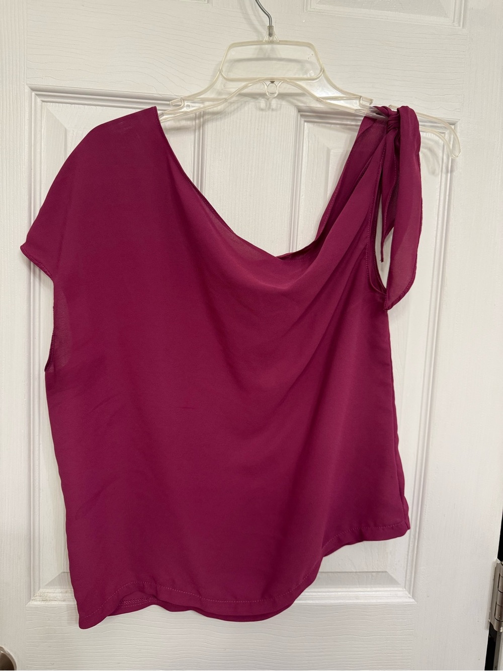 SHEIN One-Shoulder Tie-Shoulder Camisole in Berry Plum